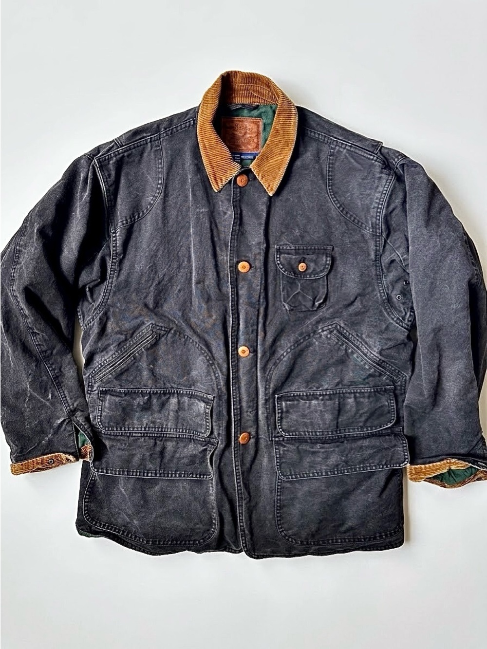 Vtg Polo Ralph Lauren Quilted Barn Hunting Field Jacket Corduroy Collar RARE!
